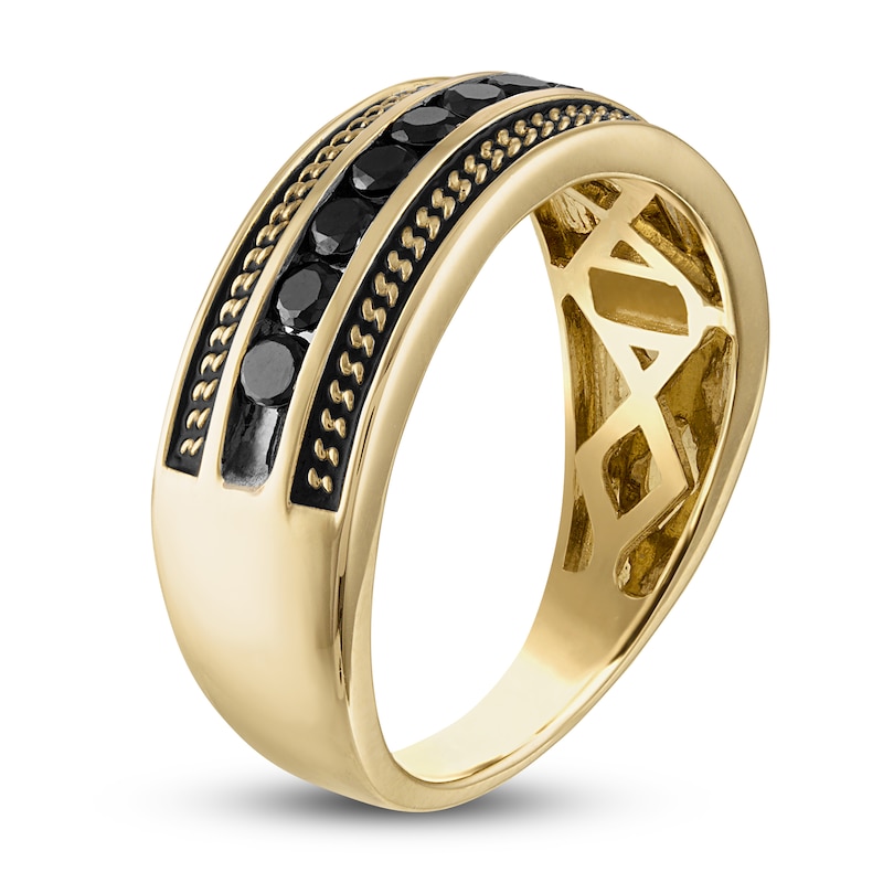 Main Image 2 of 1933 by Esquire Men's Black Diamond Ring 5/8 ct tw Round 10K Yellow Gold