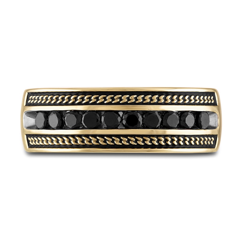 Main Image 3 of 1933 by Esquire Men's Black Diamond Ring 5/8 ct tw Round 10K Yellow Gold