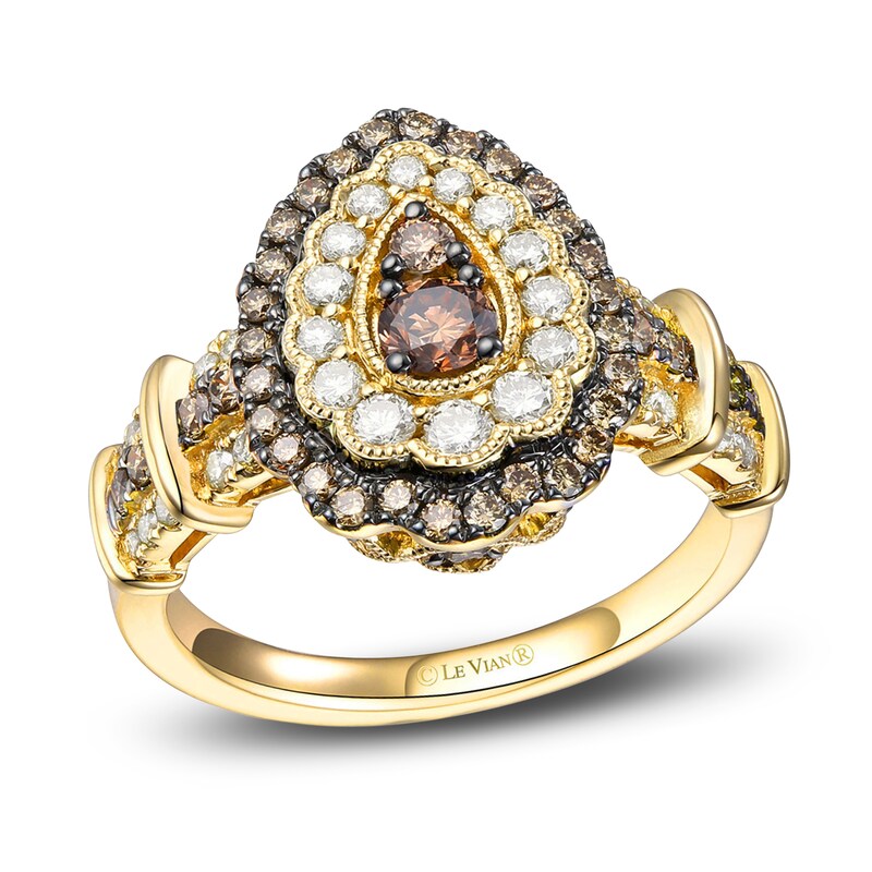 Main Image 1 of Le Vian Chocolate Diamond Ring 1-1/5 ct tw Round 14K Honey Gold