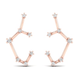 Diamond Sagittarius Constellation Earrings 1/8 ct tw Round 14K Rose Gold