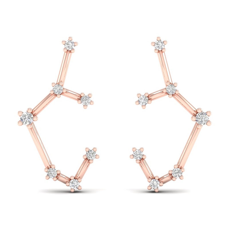 Diamond Sagittarius Constellation Earrings 1/8 ct tw Round 14K Rose Gold