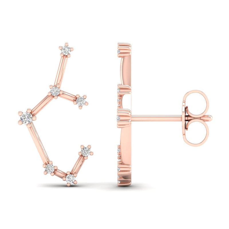 Diamond Sagittarius Constellation Earrings 1/8 ct tw Round 14K Rose Gold