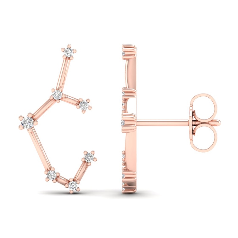 Diamond Sagittarius Constellation Earrings 1/8 ct tw Round 14K Rose Gold