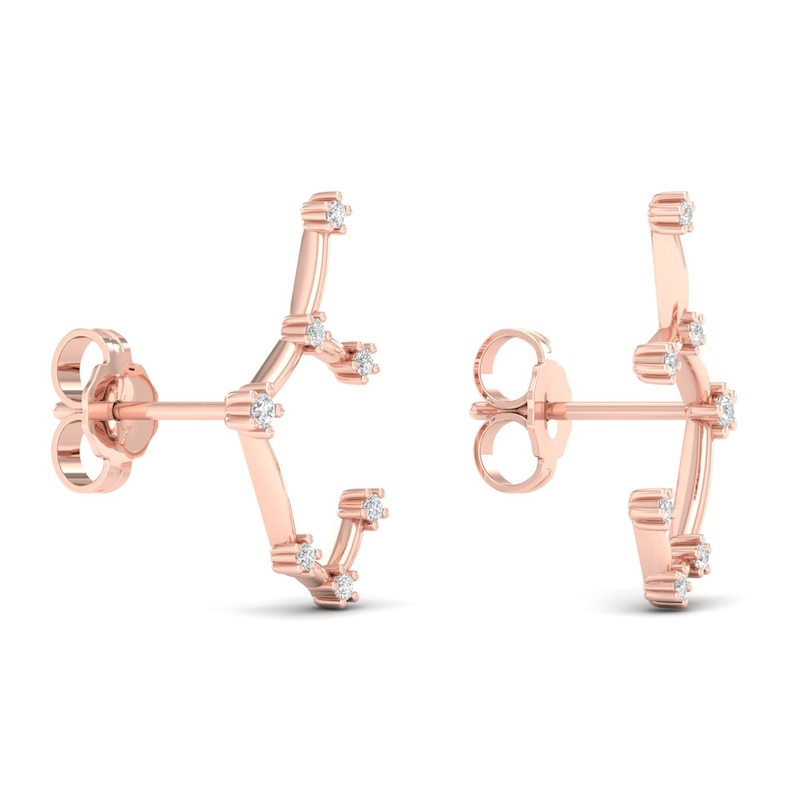 Diamond Sagittarius Constellation Earrings 1/8 ct tw Round 14K Rose Gold