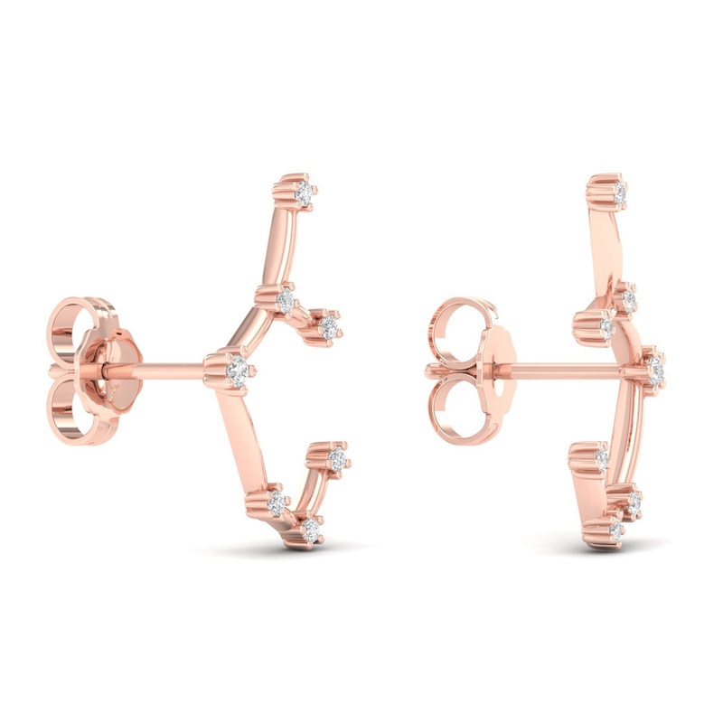 Diamond Sagittarius Constellation Earrings 1/8 ct tw Round 14K Rose Gold