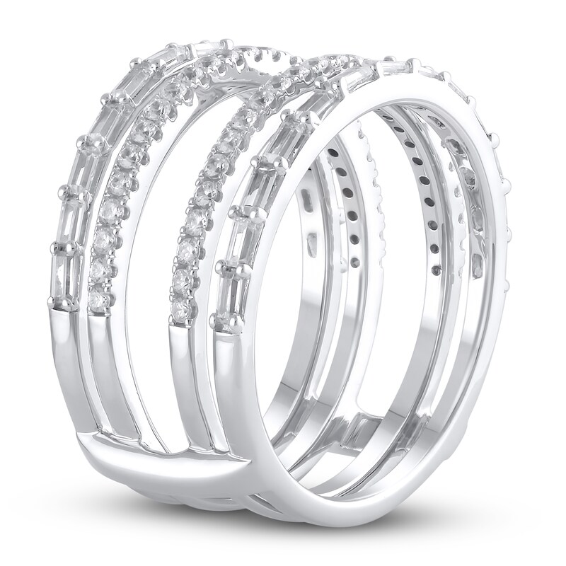 Main Image 2 of Diamond Enhancer Ring 1 ct tw Round/Baguette 14K White Gold