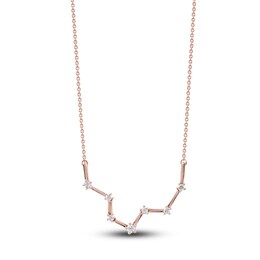 Diamond Pisces Constellation Necklace 1/6 ct tw Round 14K Rose Gold