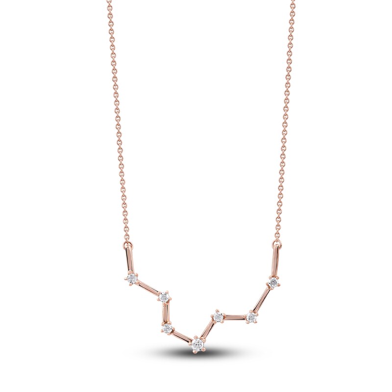 Main Image 1 of Diamond Pisces Constellation Necklace 1/6 ct tw Round 14K Rose Gold