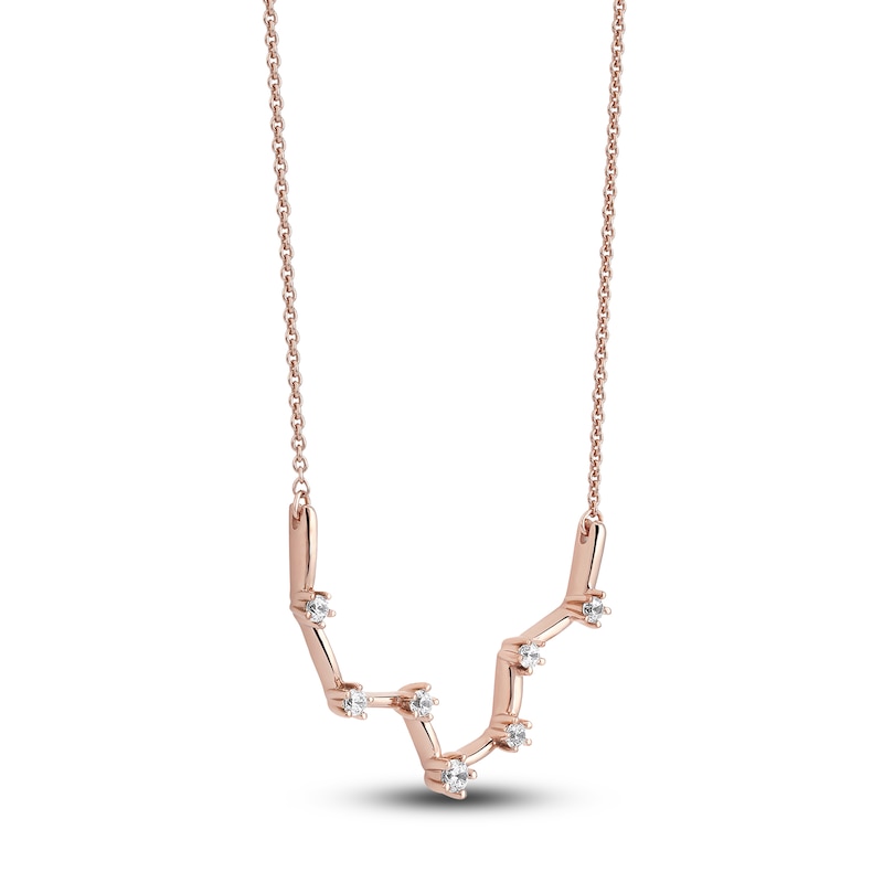 Main Image 2 of Diamond Pisces Constellation Necklace 1/6 ct tw Round 14K Rose Gold