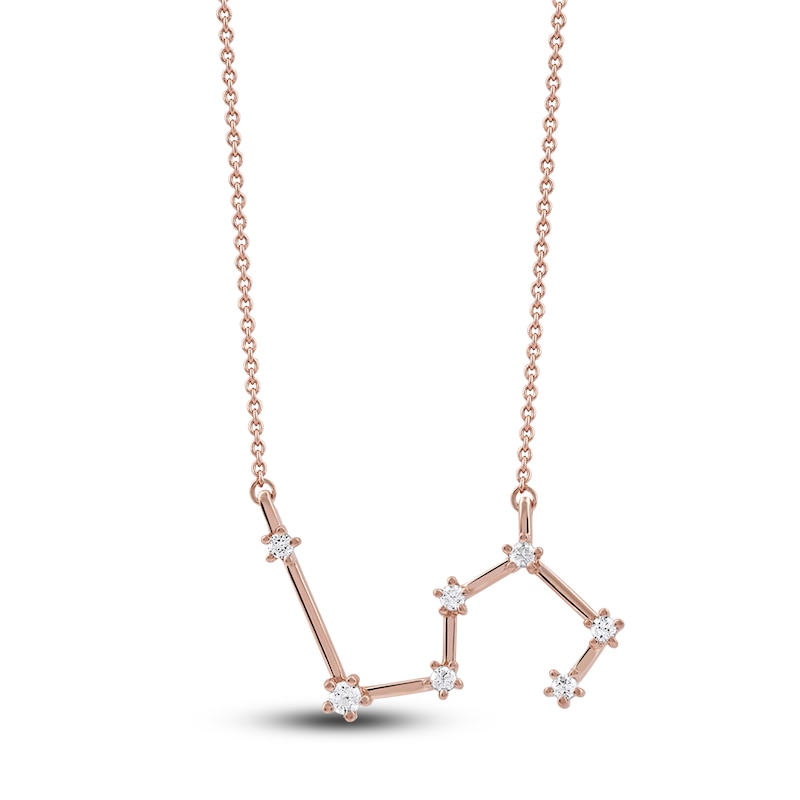 Main Image 1 of Diamond Leo Constellation Necklace 1/6 ct tw Round 14K Rose Gold