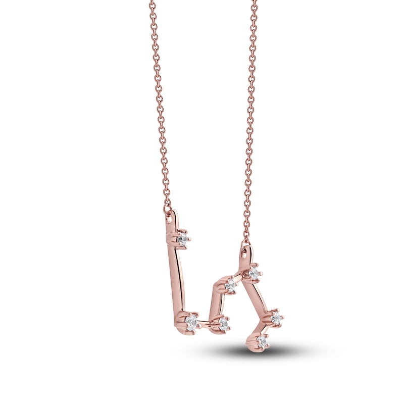Main Image 2 of Diamond Leo Constellation Necklace 1/6 ct tw Round 14K Rose Gold