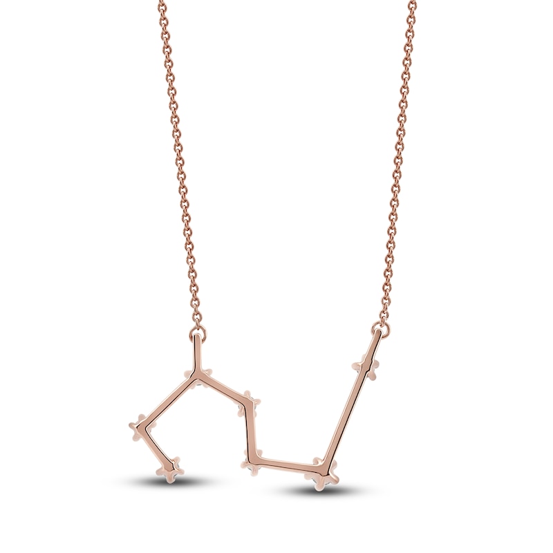 Main Image 3 of Diamond Leo Constellation Necklace 1/6 ct tw Round 14K Rose Gold