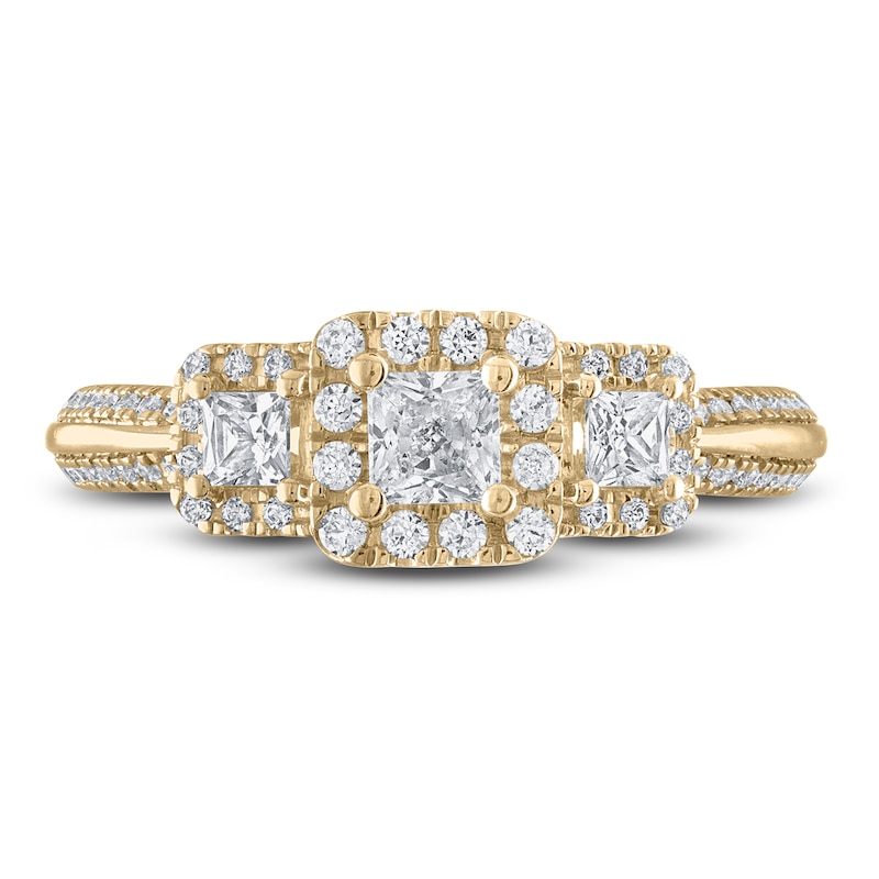 Vera Wang WISH Diamond Engagement Ring 1 ct tw Princess/Round 14K Yellow Gold