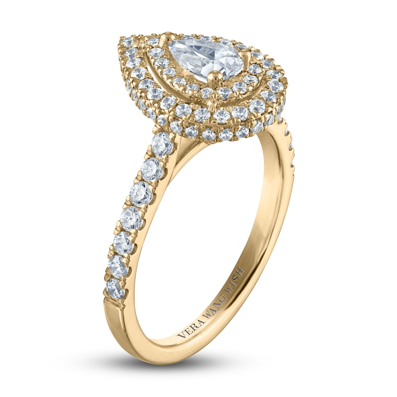 Vera Wang WISH Diamond Engagement Ring 1-1/5 ct tw Pear/Round 14K Yellow Gold
