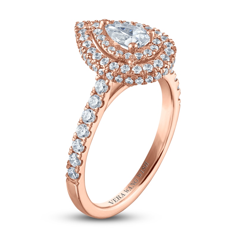 Vera Wang WISH Diamond Engagement Ring 1-1/5 ct tw Pear/Round 14K Rose Gold