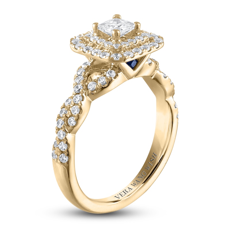Vera Wang WISH Diamond Engagement Ring 1 ct tw Princess/Round 14K Yellow Gold