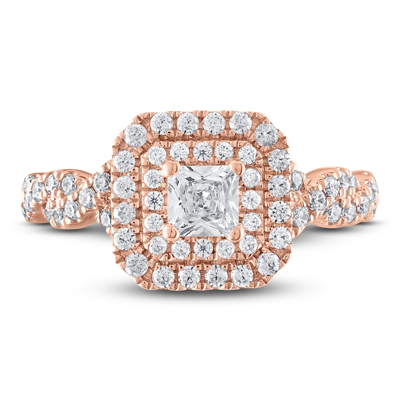 Vera Wang WISH Diamond Engagement Ring 1 ct tw Princess/Round 14K Rose Gold