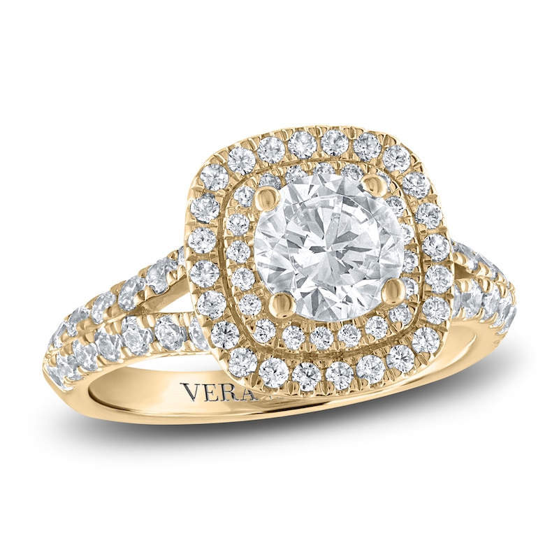 Vera Wang WISH Diamond Engagement Ring 1-1/2 ct tw Round 14K Yellow ...
