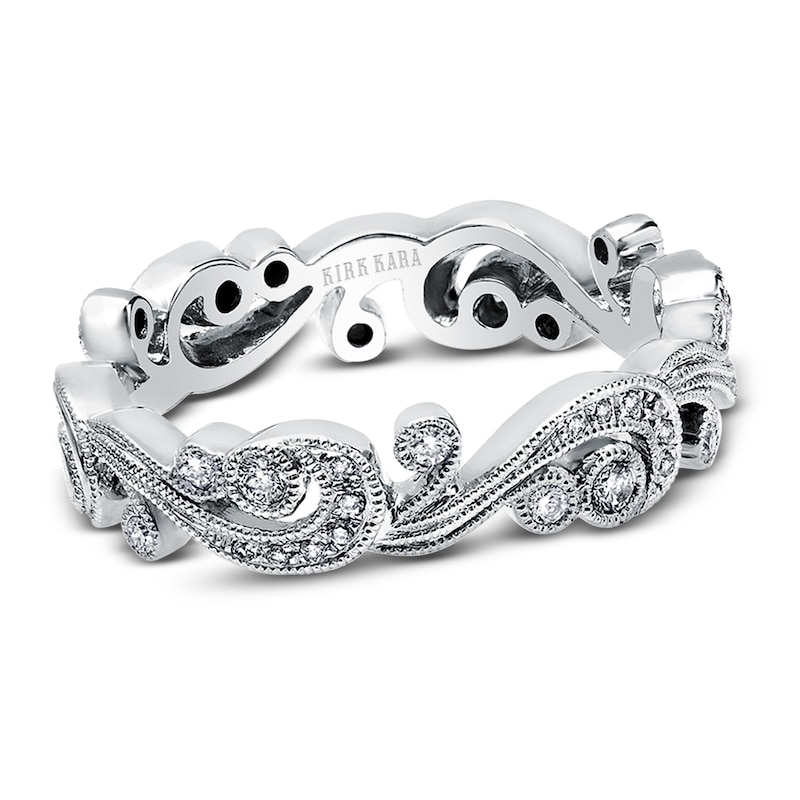 Main Image 1 of Kirk Kara Diamond Milgrain Wedding Band 1/5 ct tw Round 18K White Gold