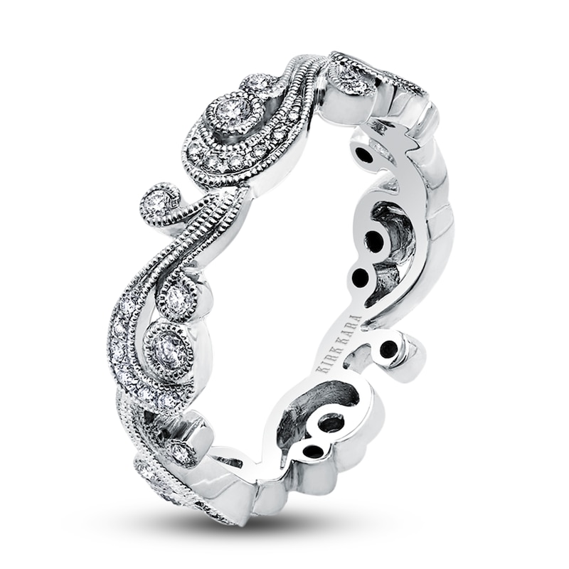 Main Image 2 of Kirk Kara Diamond Milgrain Wedding Band 1/5 ct tw Round 18K White Gold