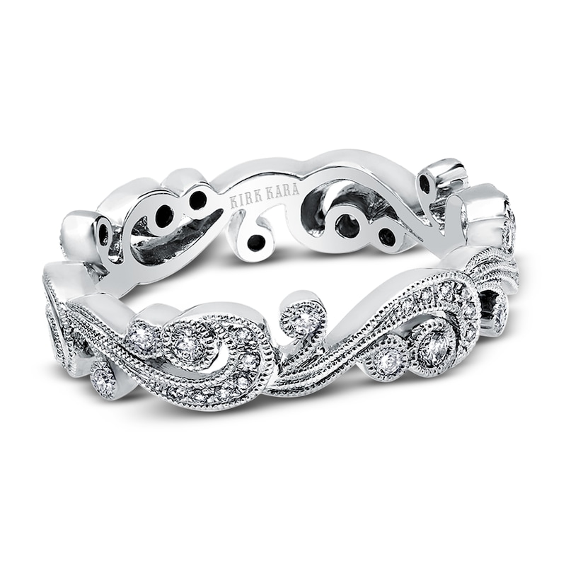 Main Image 1 of Kirk Kara Diamond Milgrain Wedding Band 1/5 ct tw Round 14K White Gold