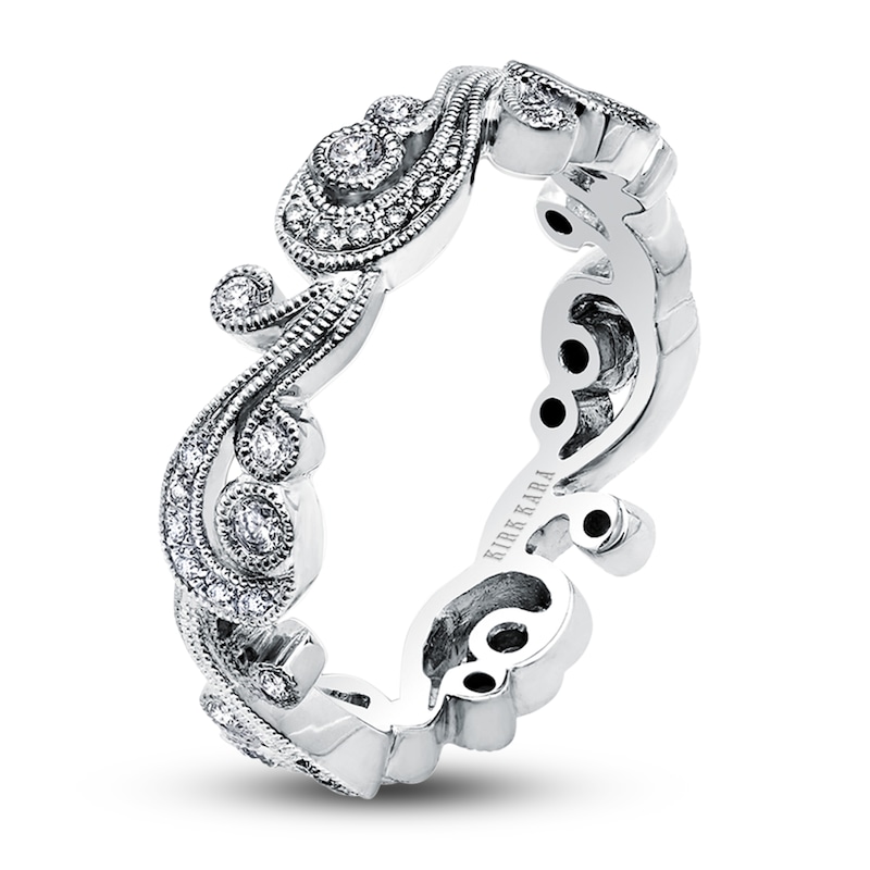 Main Image 2 of Kirk Kara Diamond Milgrain Wedding Band 1/5 ct tw Round 14K White Gold