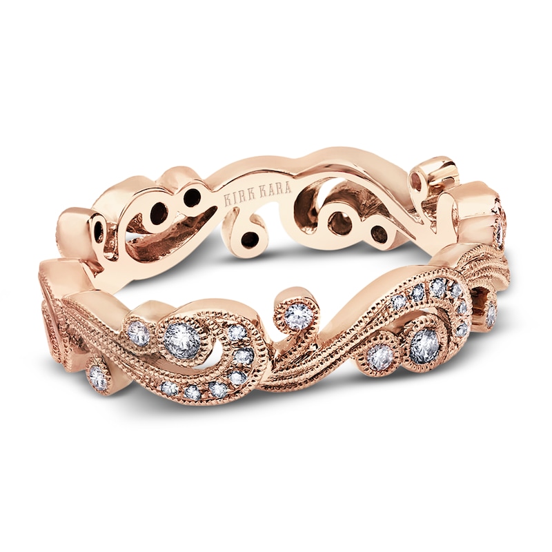 Main Image 1 of Kirk Kara Diamond Milgrain Wedding Band 1/5 ct tw Round 14K Rose Gold