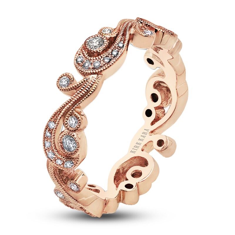 Main Image 2 of Kirk Kara Diamond Milgrain Wedding Band 1/5 ct tw Round 14K Rose Gold