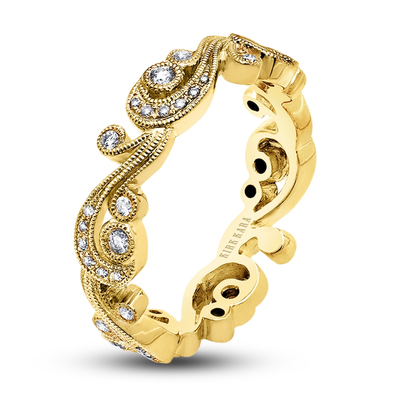 Main Image 2 of Kirk Kara Diamond Milgrain Wedding Band 1/5 ct tw Round 14K Yellow Gold