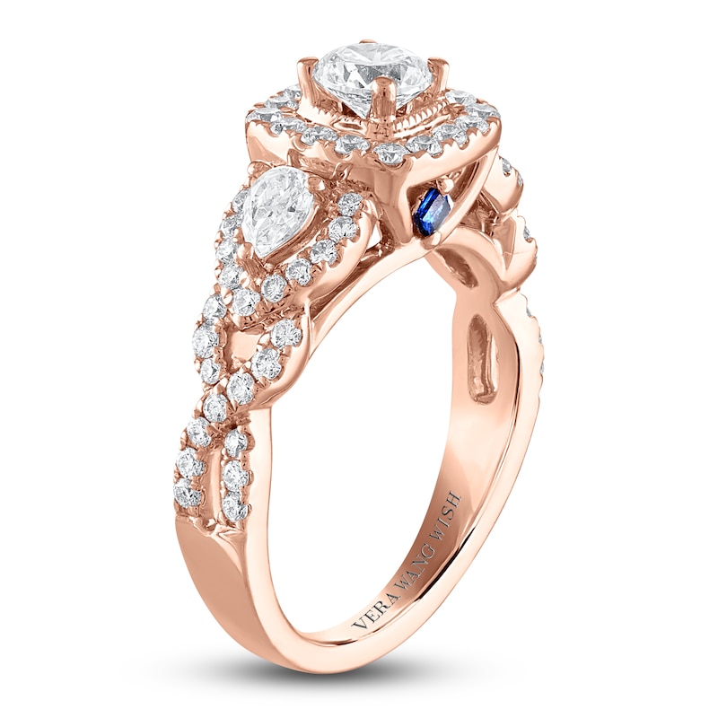 Vera Wang WISH Diamond Engagement Ring 1-3/8 ct tw Pear/Round 14K Rose Gold