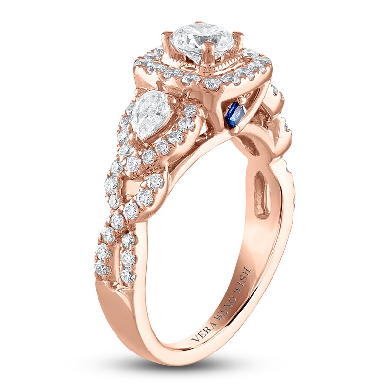 Main Image 2 of Vera Wang WISH Diamond Engagement Ring 1-3/8 ct tw Pear/Round 14K Rose Gold