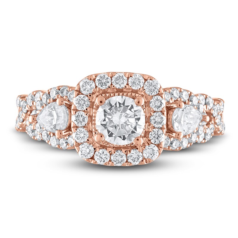 Main Image 3 of Vera Wang WISH Diamond Engagement Ring 1-3/8 ct tw Pear/Round 14K Rose Gold