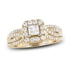 Thumbnail Image 0 of Vera Wang WISH Diamond & Natural Blue Sapphire Engagement Ring 1 ct tw Round/Princess 14K Yellow Gold