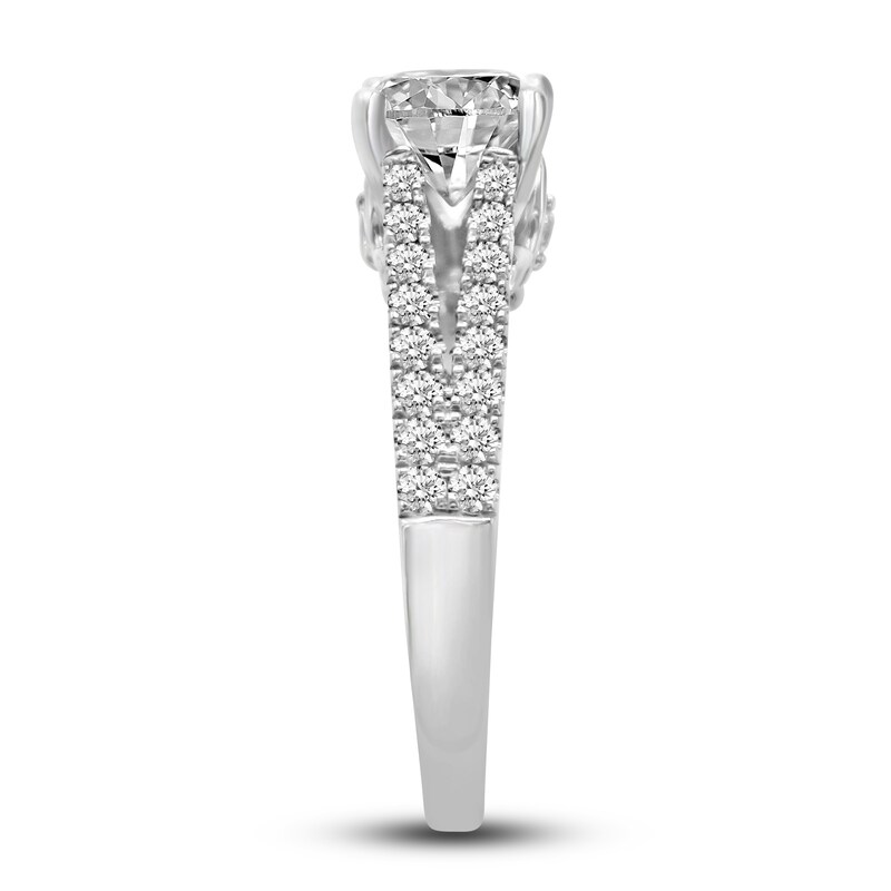 Diamond Engagement Ring 2 ct tw Cushion/Round 14K White Gold