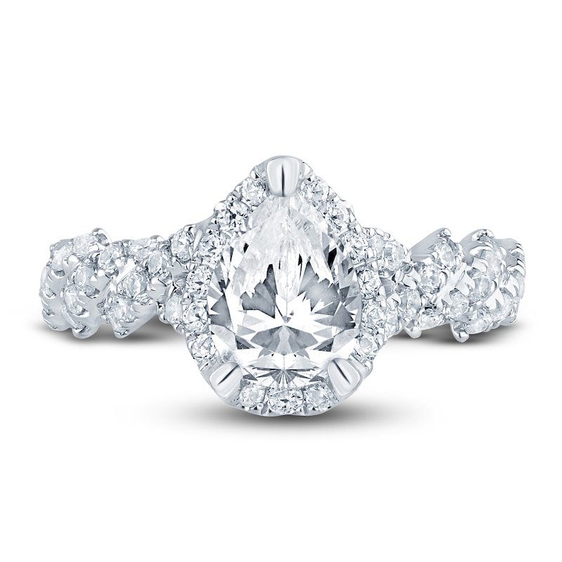 Pnina Tornai Lab-Created Diamond Engagement Ring 2-1/5 ct tw Pear/Round 14K White Gold