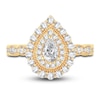 Thumbnail Image 3 of Diamond Double Halo Engagement Ring 1 ct tw Pear/Round 14K Yellow Gold