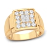 Men's Diamond Ring 1-1/2 ct tw Princess/Round 14K Yellow Gold