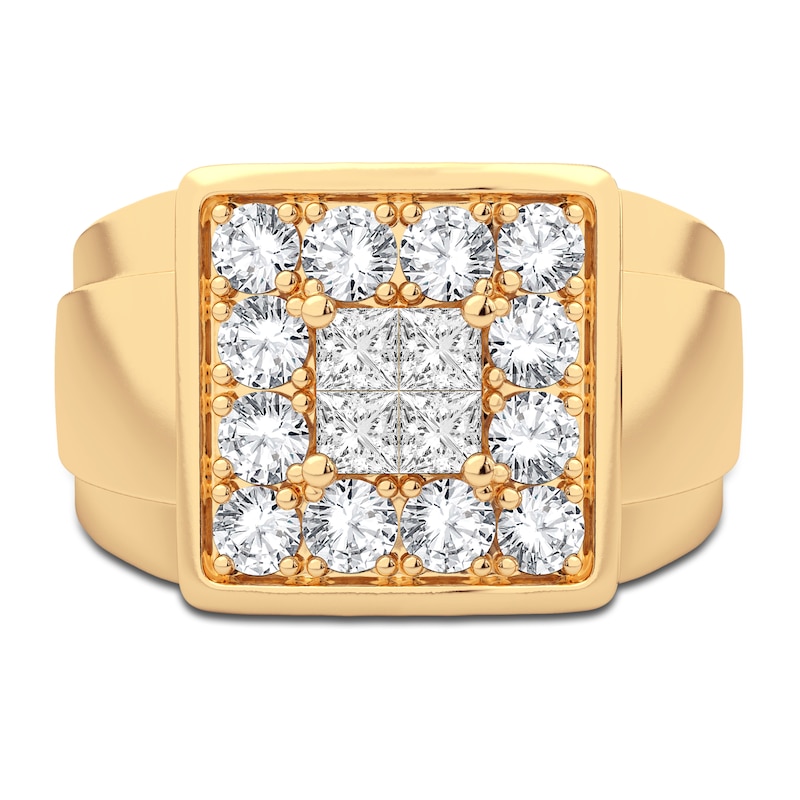 Men's Diamond Ring 1-1/2 ct tw Princess/Round 14K Yellow Gold