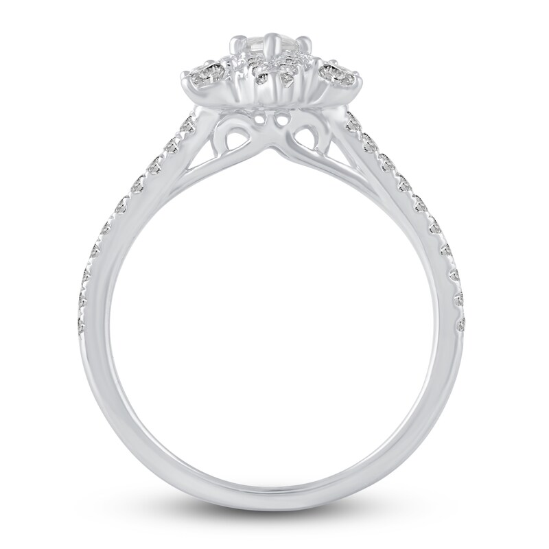 Main Image 2 of Diamond Halo Engagement Ring 1-1/5 ct tw Marquise/Round 14K White Gold