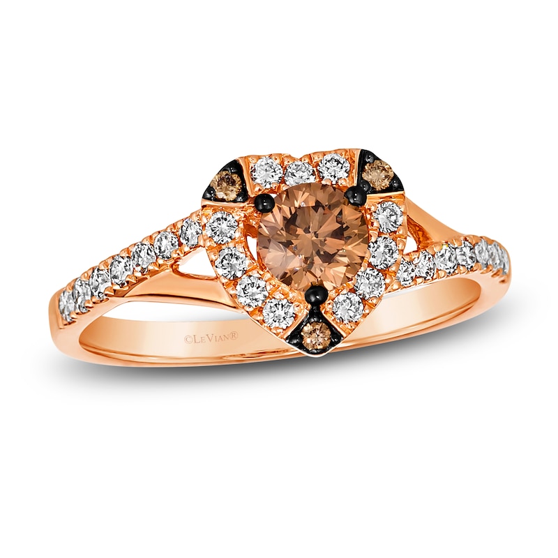 Main Image 1 of Le Vian Diamond Heart Ring 3/4 ct tw Round 14K Strawberry Gold