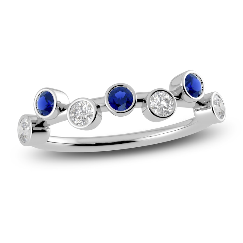 Juliette Maison Natural White Sapphire & Natural Blue Sapphire Ring 10K White Gold