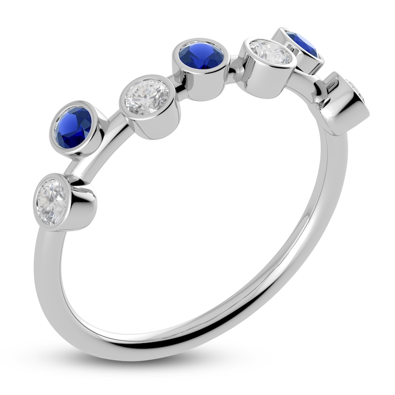 Juliette Maison Natural White Sapphire & Natural Blue Sapphire Ring 10K White Gold