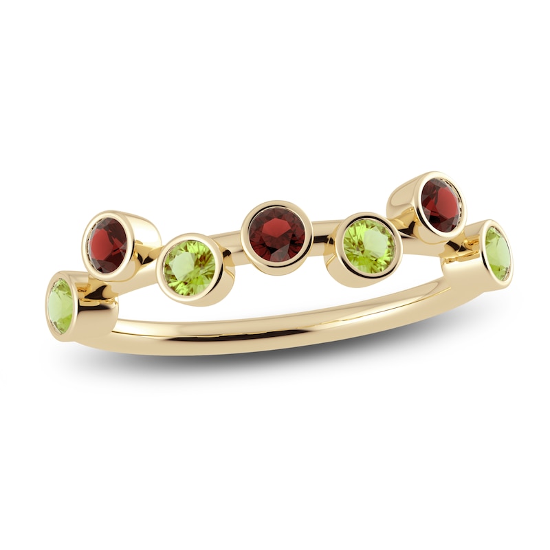 Main Image 1 of Juliette Maison Natural Garnet & Natural Peridot Ring 10K Yellow Gold