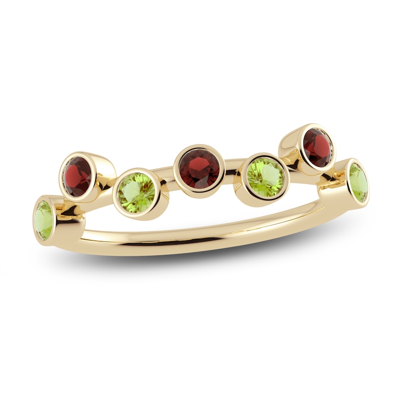 Juliette Maison Natural Garnet & Natural Peridot Ring 10K Yellow Gold