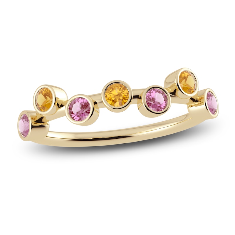 Main Image 1 of Juliette Maison Natural Citrine & Natural Pink Tourmaline Ring 10K Yellow Gold