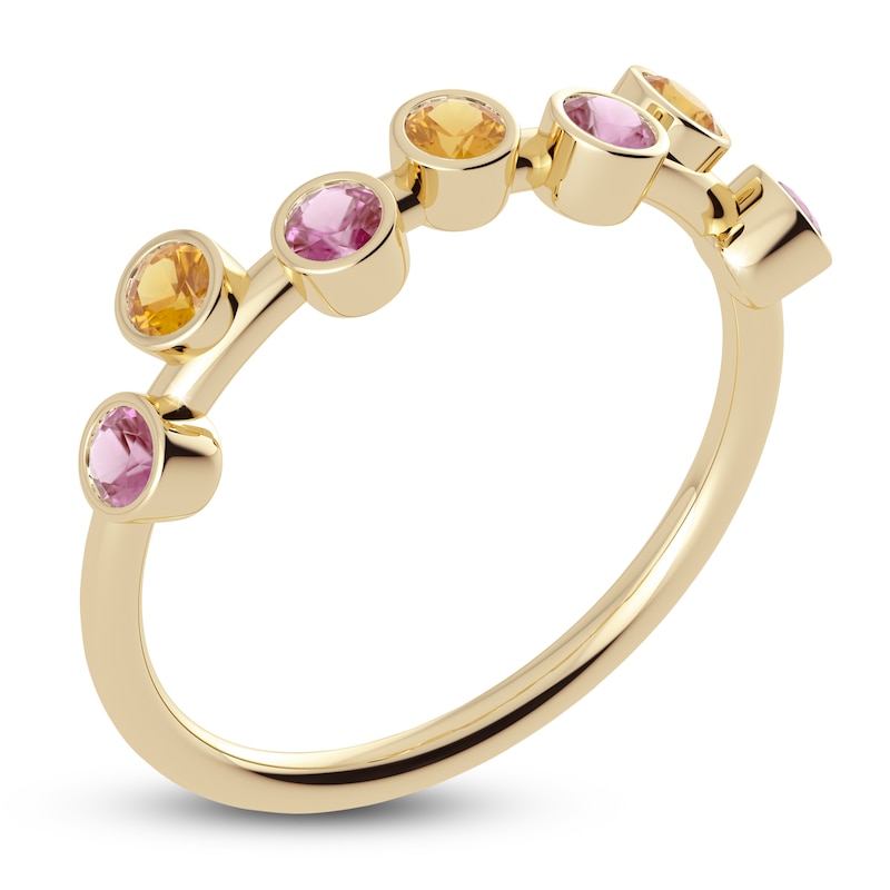 Juliette Maison Natural Citrine & Natural Pink Tourmaline Ring 10K Yellow Gold