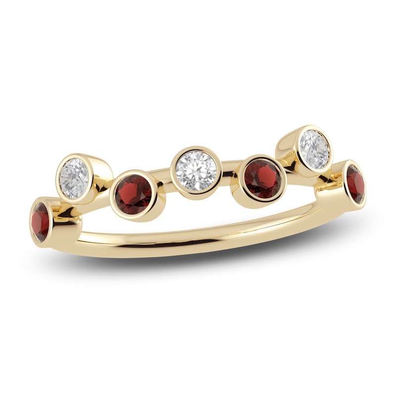 Main Image 1 of Juliette Maison Natural White Sapphire & Natural Garnet Ring 10K Yellow Gold