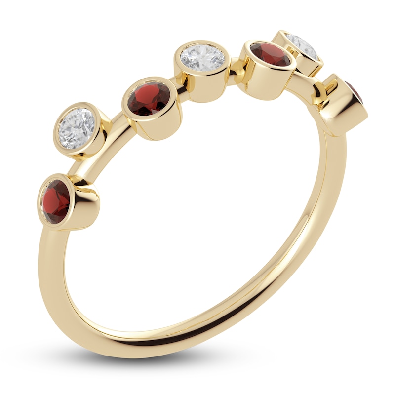 Juliette Maison Natural White Sapphire & Natural Garnet Ring 10K Yellow Gold