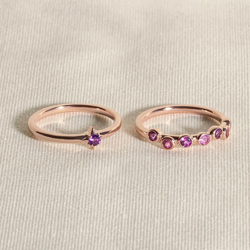 Main Image 4 of Juliette Maison Natural White Sapphire & Natural Garnet Ring 10K Yellow Gold