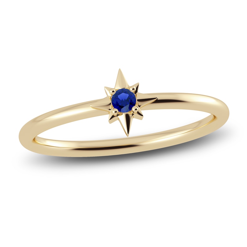 Main Image 1 of Juliette Maison Natural Blue Sapphire Starburst Ring 10K Yellow Gold
